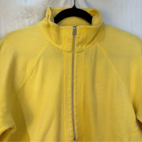 Tommy Bahama Nautical Yellow 1/2 Zip Pullover Sweater Cotton Stretch Coastal - Picture 2 of 11